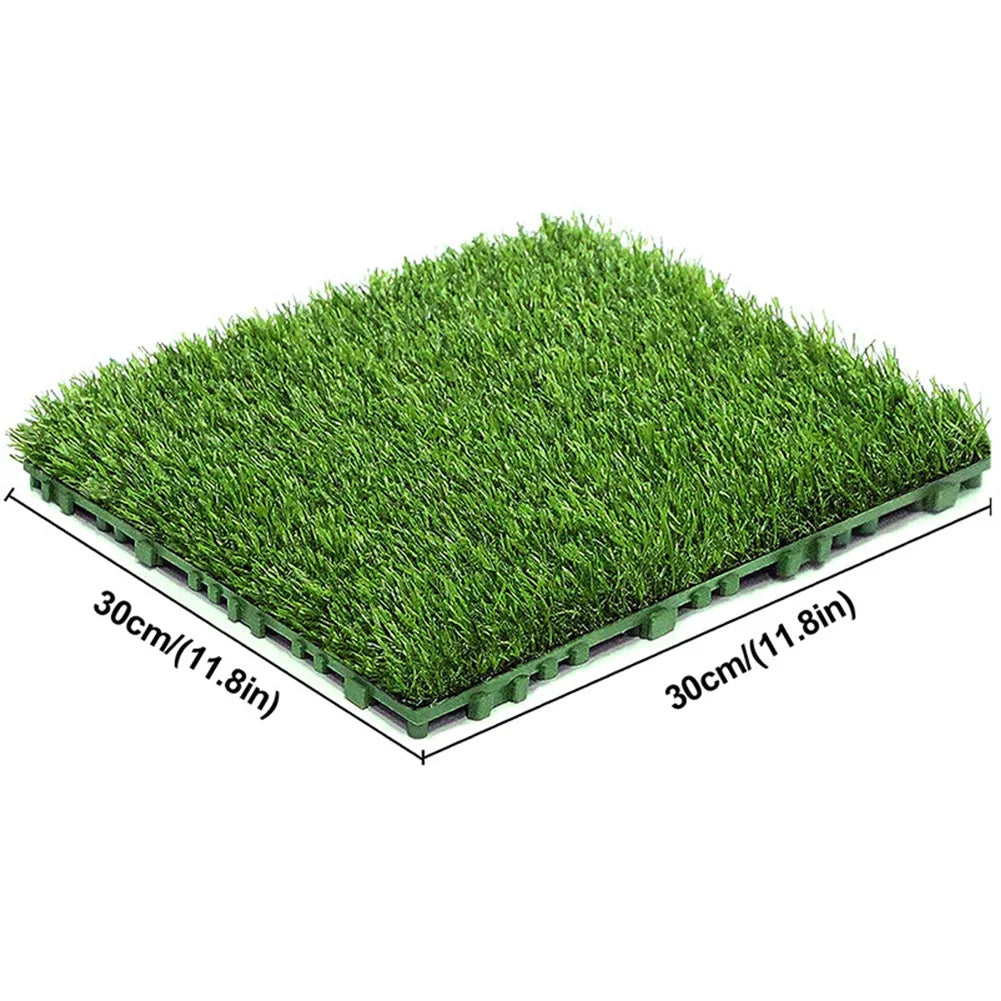 10Pcs 12x12 Inch Realistic Grass Turf Tile Interlocking Grass Deck Tiles Turf Mat Grass Rug for Garden Lawn Patio Balcony