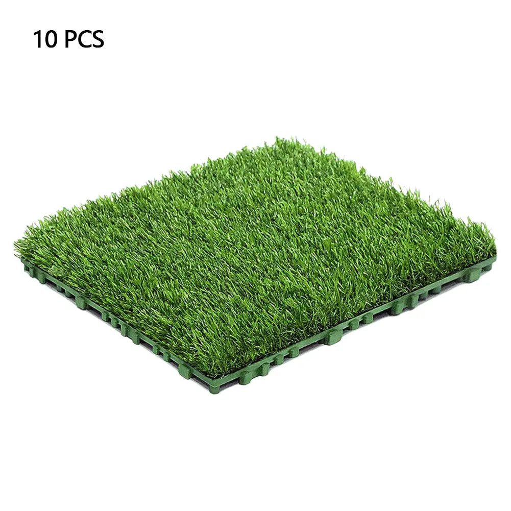 10Pcs 12x12 Inch Realistic Grass Turf Tile Interlocking Grass Deck Tiles Turf Mat Grass Rug for Garden Lawn Patio Balcony