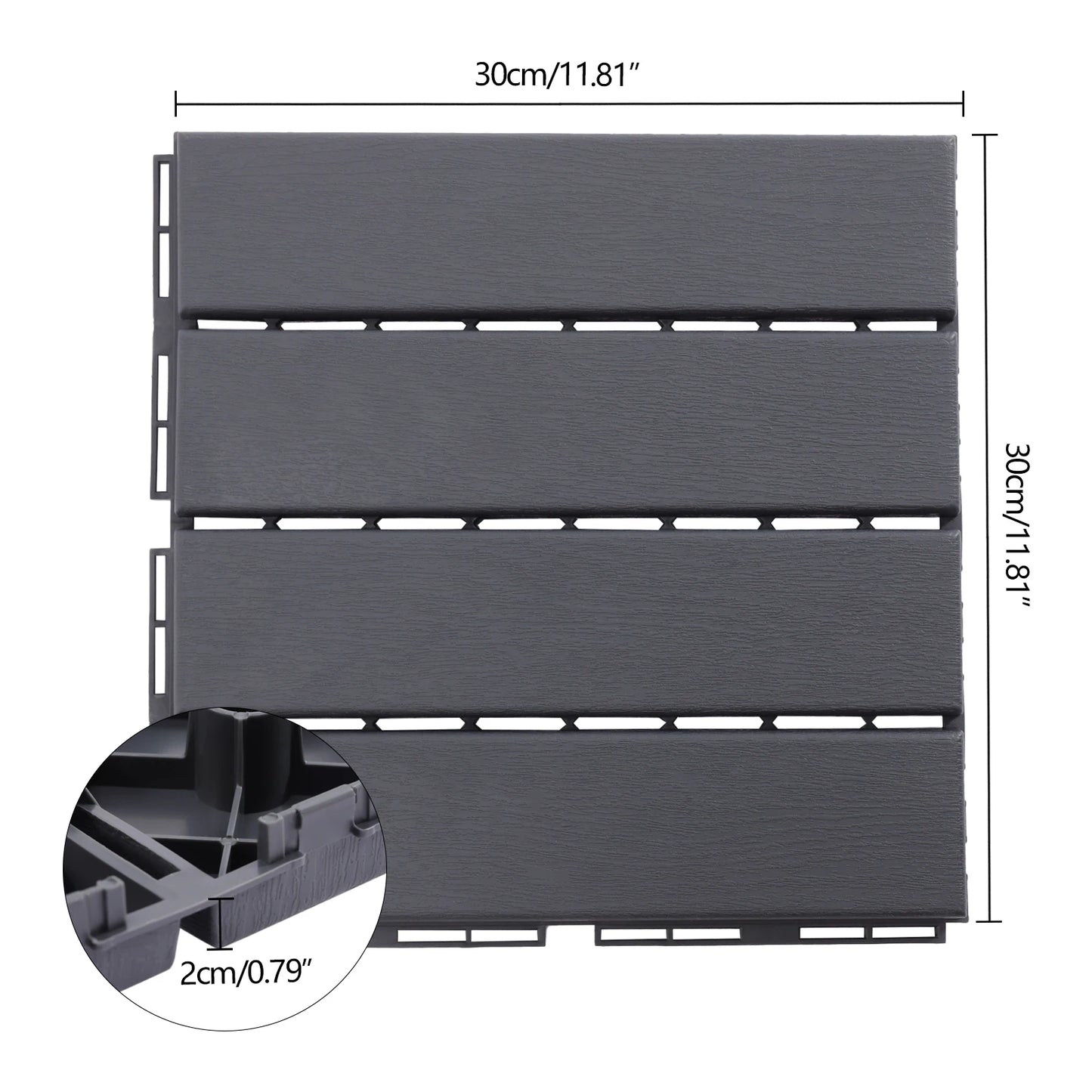 30 Pack Patio Deck Tiles,  Waterproof Outdoor Flooring All Weather Use, Patio Floor Decking Tiles for Porch Poolside Balcony