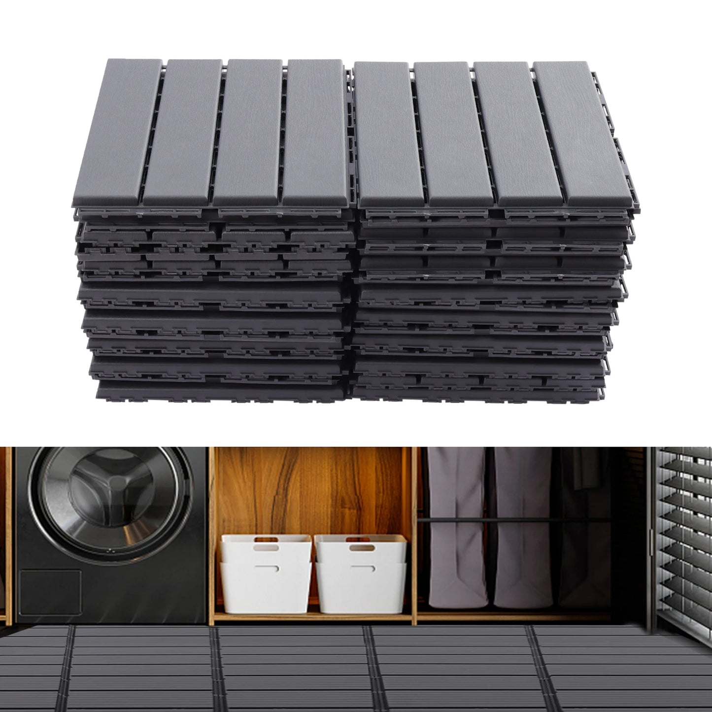 30 Pack Patio Deck Tiles,  Waterproof Outdoor Flooring All Weather Use, Patio Floor Decking Tiles for Porch Poolside Balcony